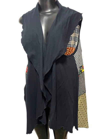 Medium Christy Fisher Sleeveless Patchwork Long Vest Made in USA