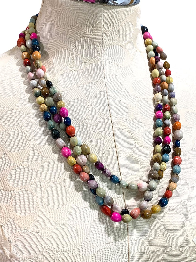 Multicolor Seed Necklace Strand String 76 Inch Overhead