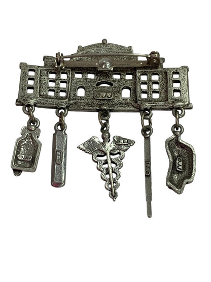 Vintage Signed JJ Jonette Hospital Brooch Charms 2 Inch