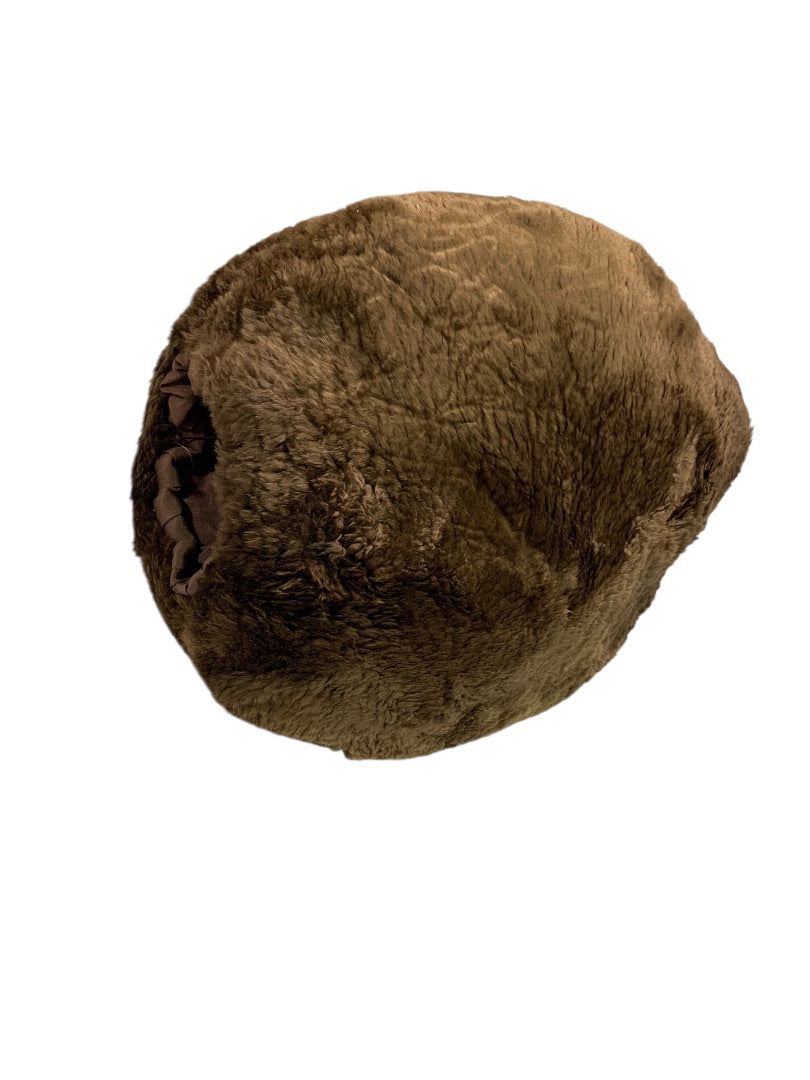 1960s Faux Fur Muff Warm Winter Vintage Hand Warmer Brown 12 Inch