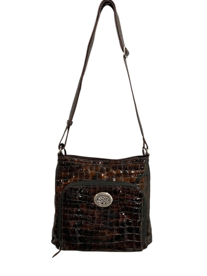 Brighton Cher Front Wallet Organizer Patent Leather Brown Crossbody Bag