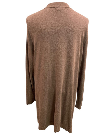 2X Roz & Ali Womens Long Tunic Cardigan Sweater Brown Pockets