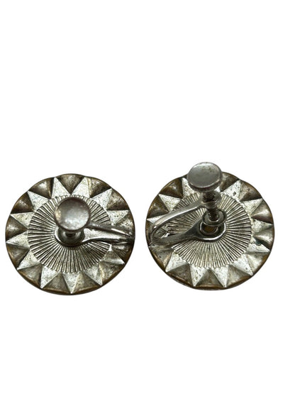 Vintage Non-Pierced Screwback Earrings White Rhinestone .75 Inch