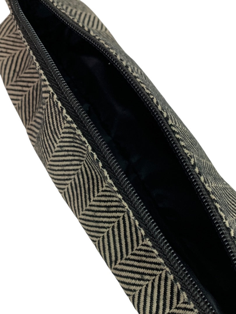 Estee Lauder Cosmetic Bag Travel Zip Pouch Black White Herringbone