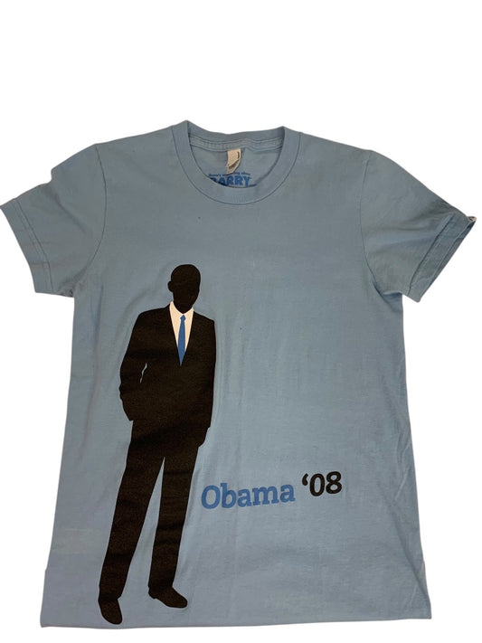 Small There is Something About Barry Obama 08 Tshirt Womens Blue
