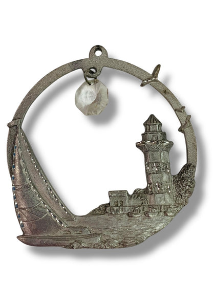 Spoontiques Pewter Ornament Suncatcher Prism Lighthouse Sailboat 3"