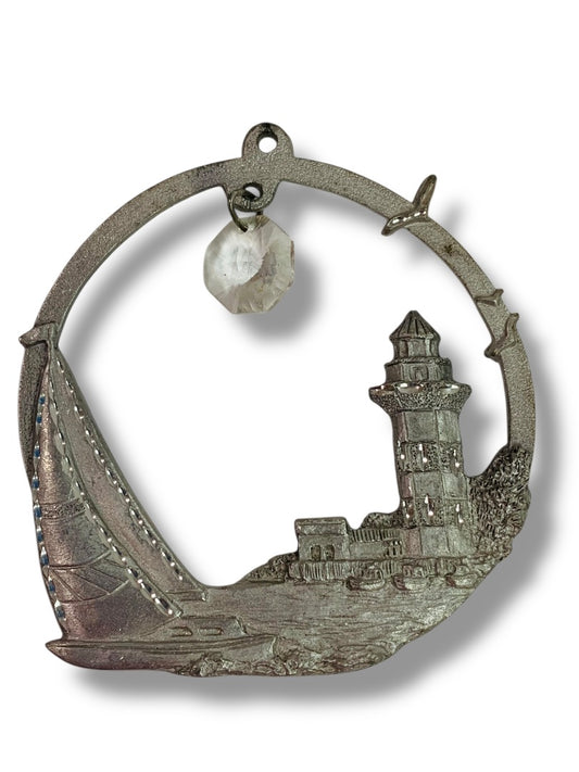 Spoontiques Pewter Ornament Suncatcher Prism Lighthouse Sailboat 3"