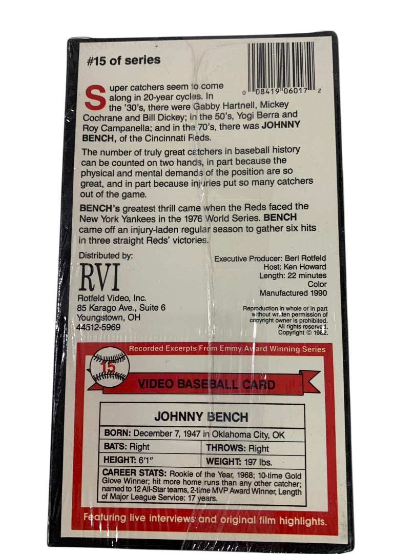 Johnny Bench - Greatest Sports Legends VHS Sealed Video Baseball Card