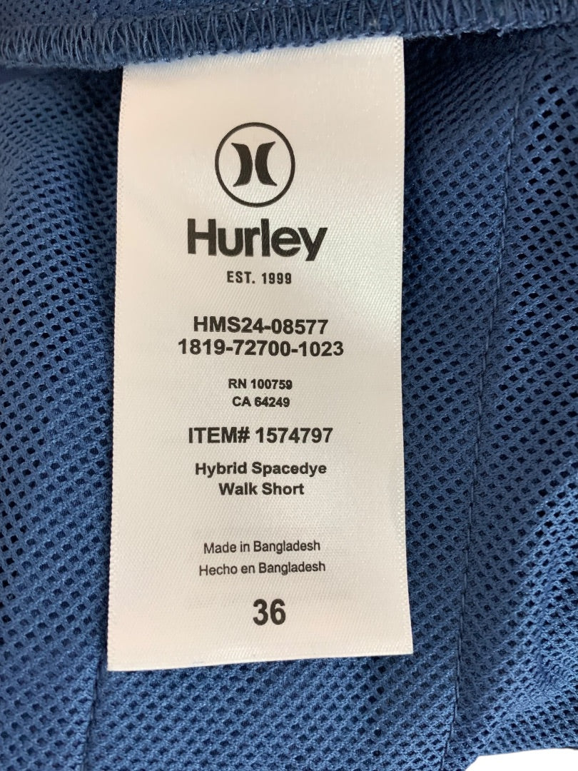 Size 36 Hurley Mens Blue Hybrid Spacedye Walk Short