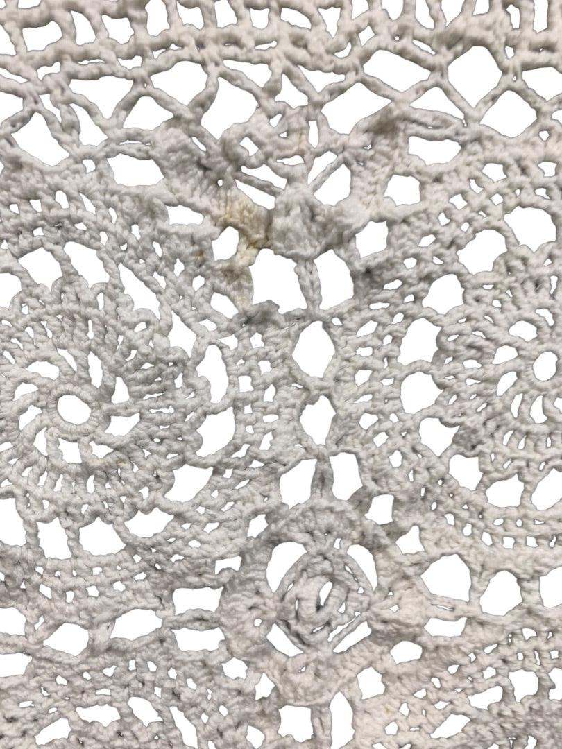 White Crochet Handmade Tablecloth Table Linen 35 Inches Square