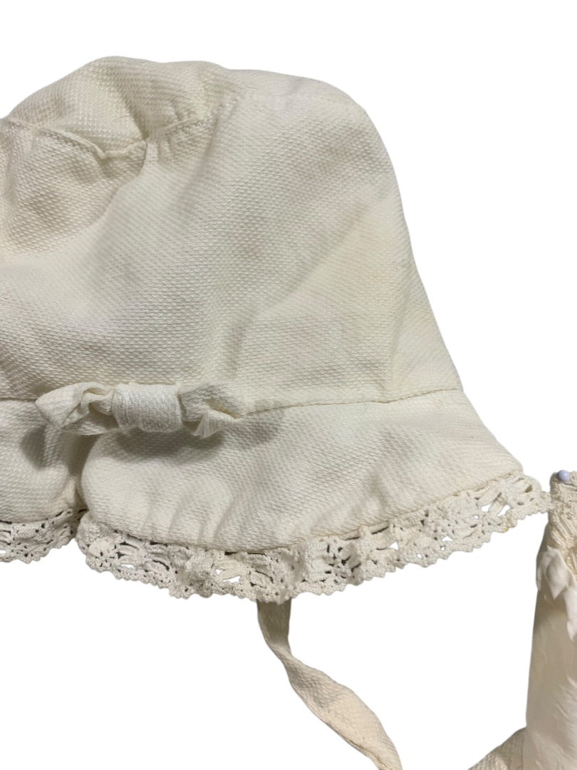 Infant Dress and Bonnet Vintage Breman and Tanner Ivory Lace Trim