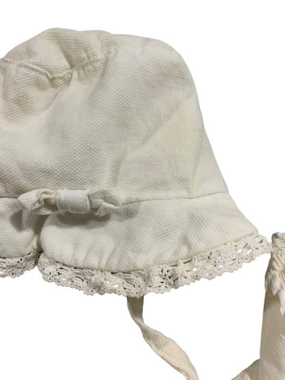 Infant Dress and Bonnet Vintage Breman and Tanner Ivory Lace Trim