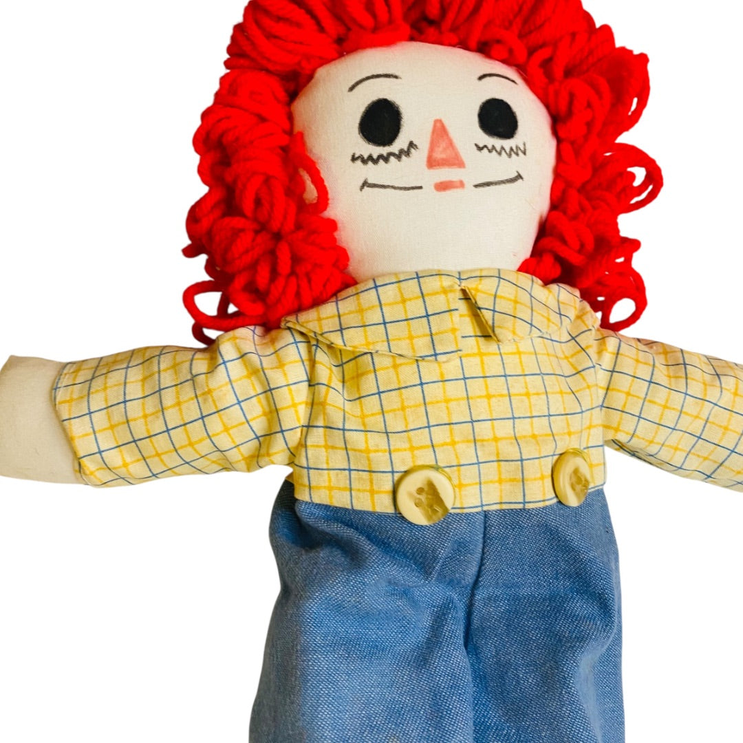 Vintage Raggedy Andy Rag Doll Handmade 16 Inch Jean Romper