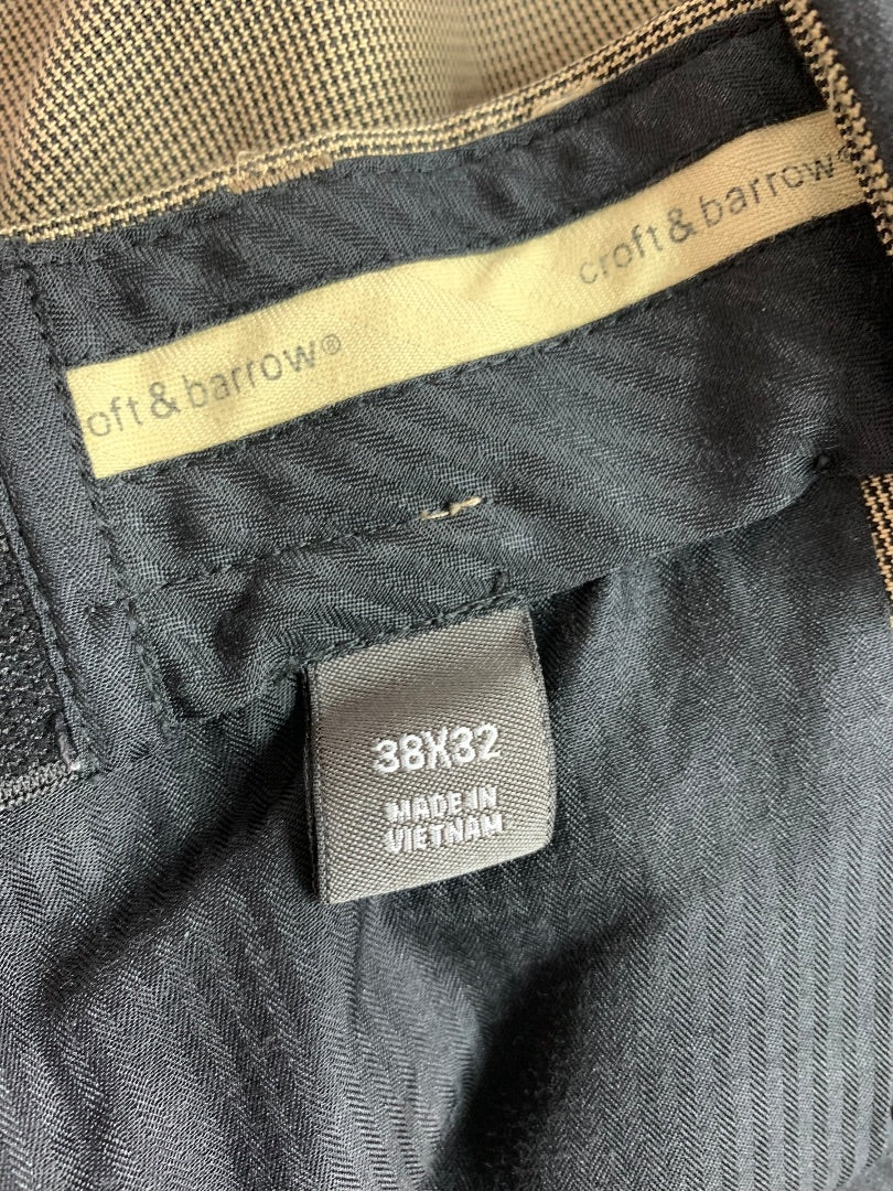 38 x 32 Croft & Barrow Mens Dress Pants Brown Black Micro Houndstooth