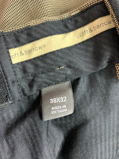 38 x 32 Croft & Barrow Mens Dress Pants Brown Black Micro Houndstooth