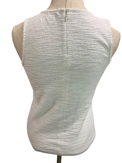 XS J.Crew Womens White Stretch Tweedy Sleeveless Shirt AJ095