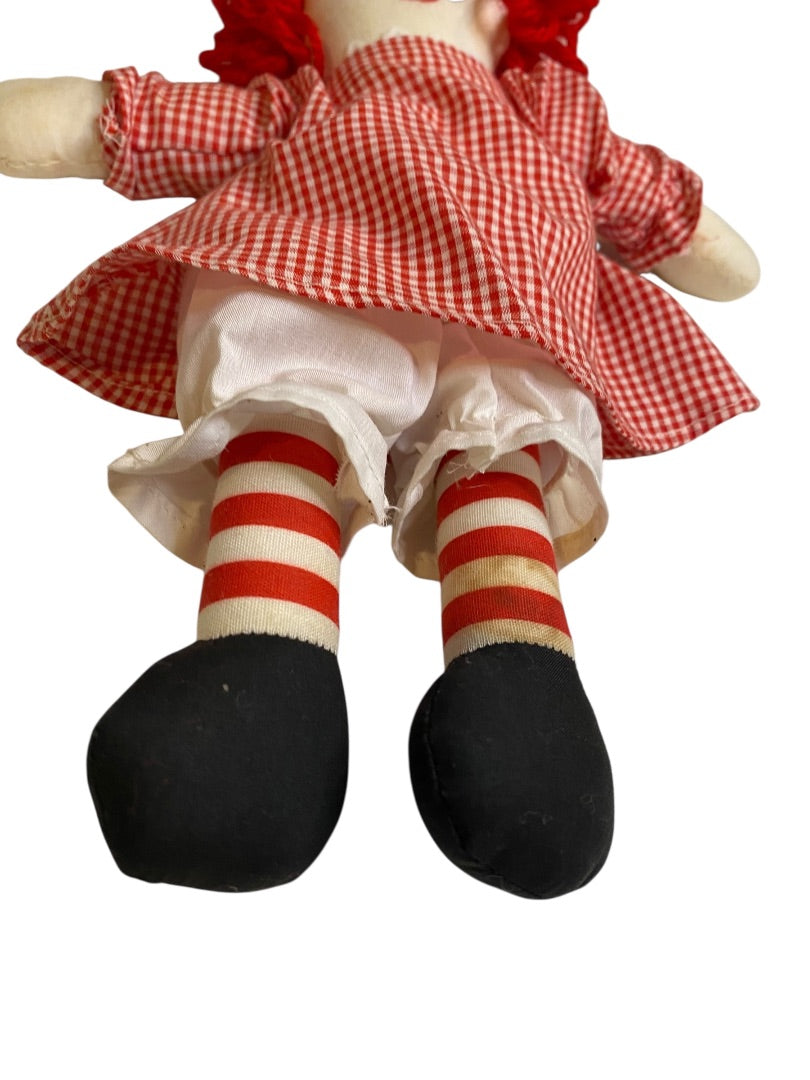 Vintage Raggedy Ann Rag Doll 12 Inch Handmade Red Gingham