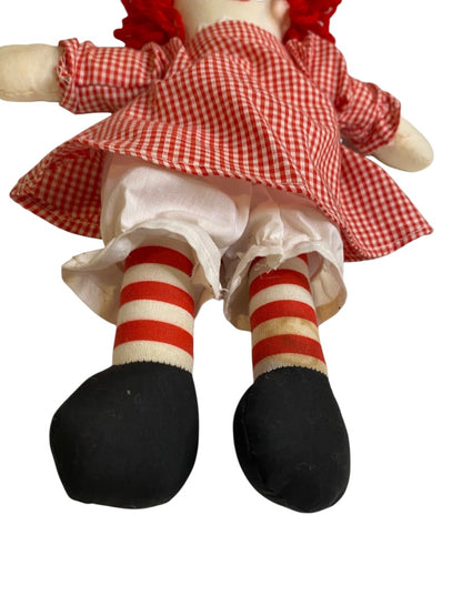 Vintage Raggedy Ann Rag Doll 12 Inch Handmade Red Gingham