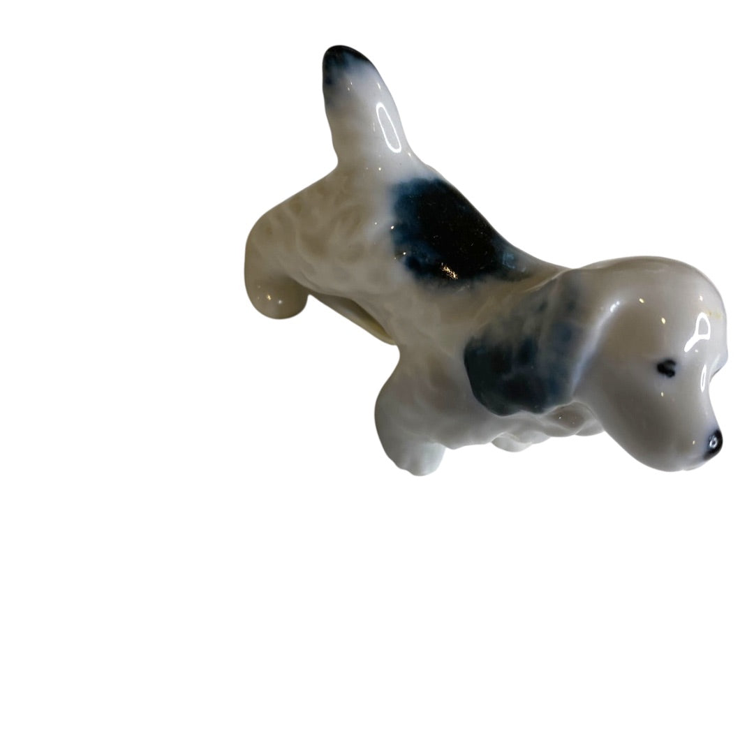 Vintage Japan 3.5" Dog Figurine English Spaniel Black White