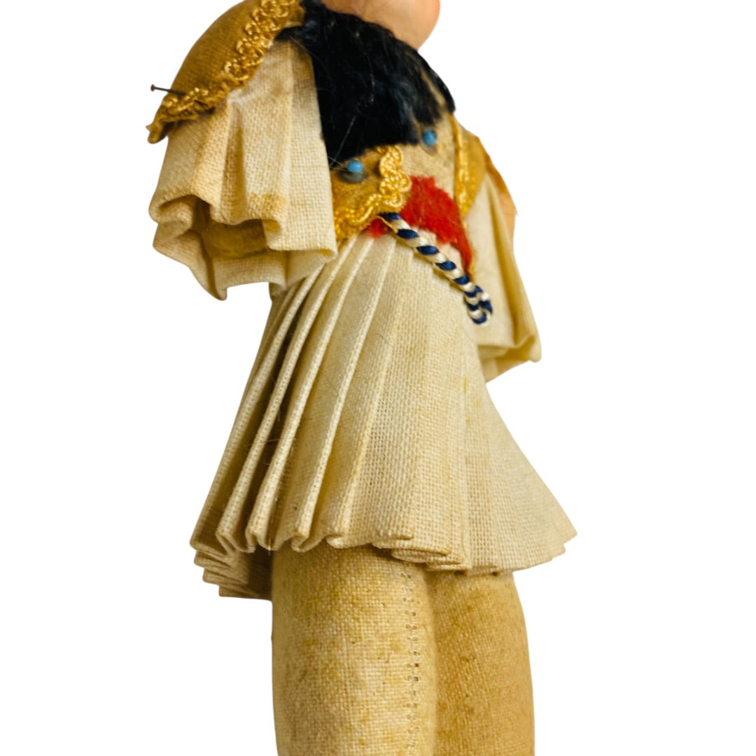 Vintage Folk Art Doll 1940s Man Boy Greek 9" Papier Mache