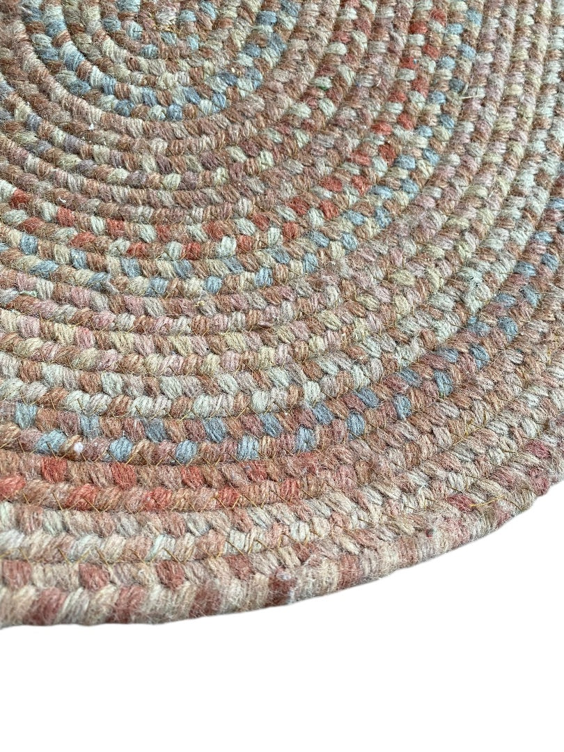 Vintage Braided Wool Runner Rug 109"l x 22"w Pink