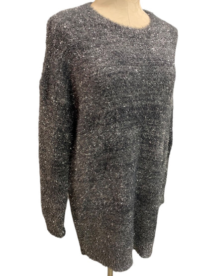 XS by Anthropologie New Eyelash Knit Mini Dress Sweater Silver Gray