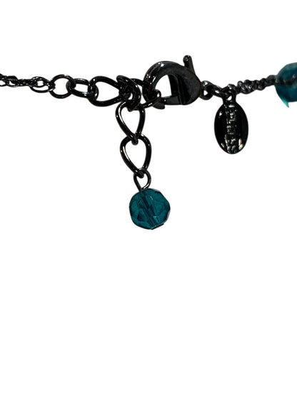 Express Pewter Color Teal Beaded Double Strand Necklace 18 Inch