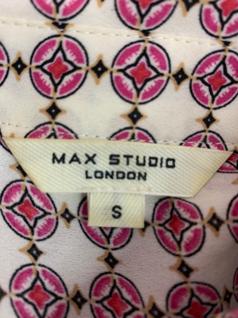 Small Max Studio Womens Button Up Print Blouse Shirt Long Sleeve