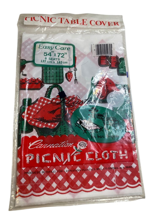 Vintage Picnic Table Cover New Old Stock 54" x 72" Plastic Bar-b-ques