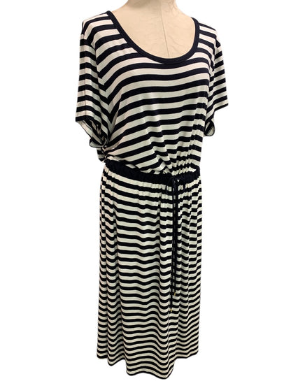 3X Michael Kors Womens Striped Soft Jersey Knit Maxi Dress Black White
