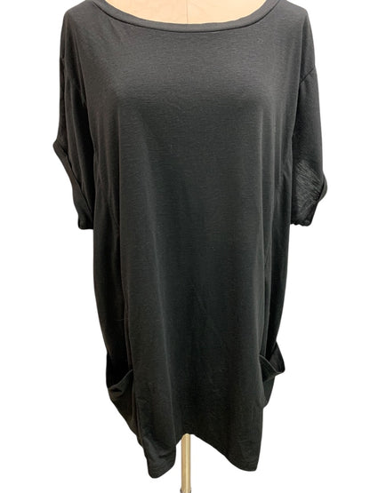 XXL Aimage Womens Black Tunic Tshirt Pockets Cuffed Sleeve