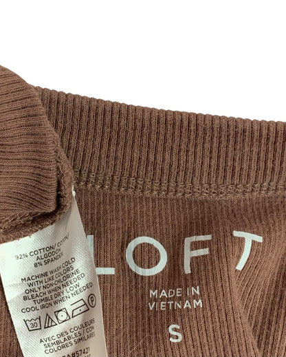 Small Loft Womens Ribbed Brown Tank Top Shirt