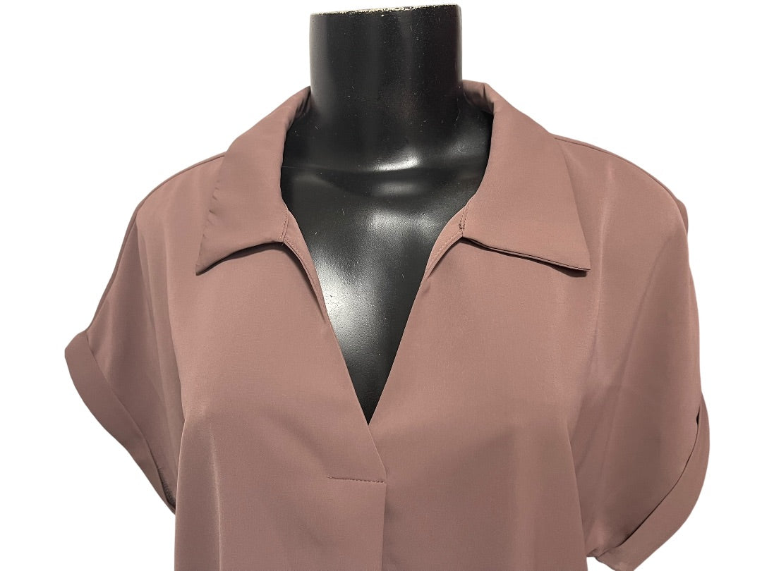 Large Gaharu Collared Cap Sleeve Womens Blouse New