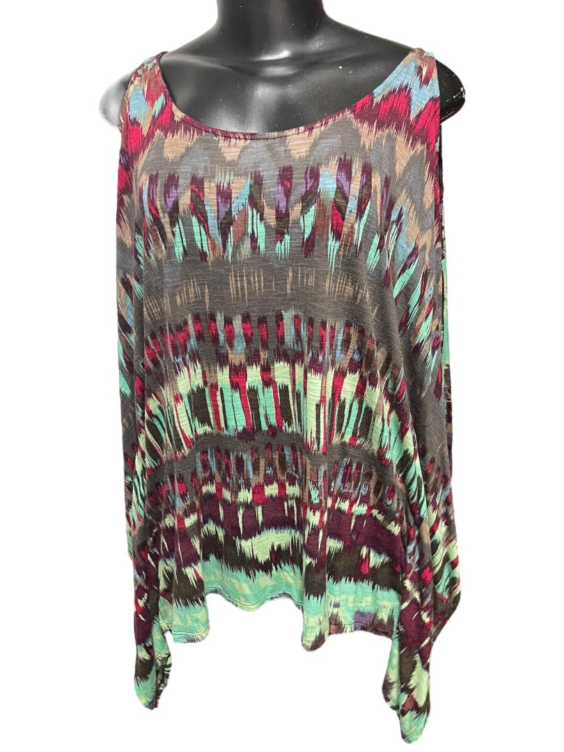 Small Ella Moss Cold Shoulder Flutter Sleeve Patterened Womens Top