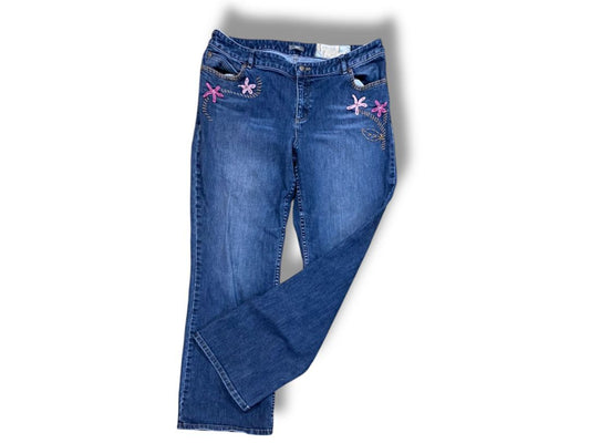 Size 14 J.Jill Womens Stretch Jeans Recrafted Embroidered No 9 Embroidered