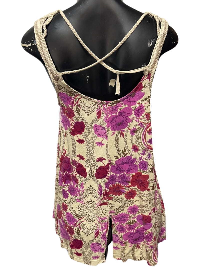 Small Free People Sleeveless Floral Tank with Braided Straps
