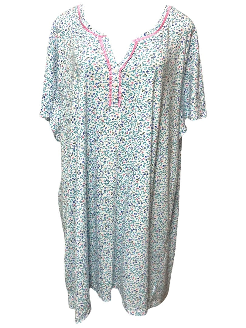 3X Karen Neuburger Floral Short Sleeve Nightgown