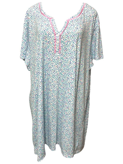 3X Karen Neuburger Floral Short Sleeve Nightgown