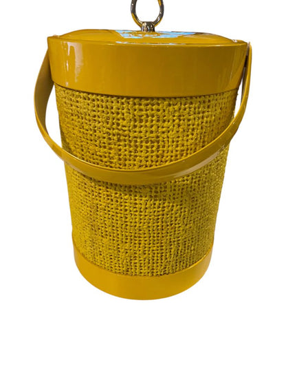 Yellow 1960s Ice Bucket Insulated Spongy Mesh Covering Acrylic