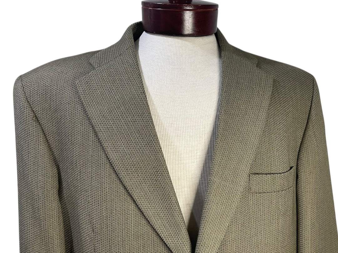 Size 46R Haggar Collections 2 Button Mens Sport Coat Olive Wool Blend