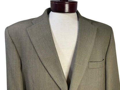 Size 46R Haggar Collections 2 Button Mens Sport Coat Olive Wool Blend
