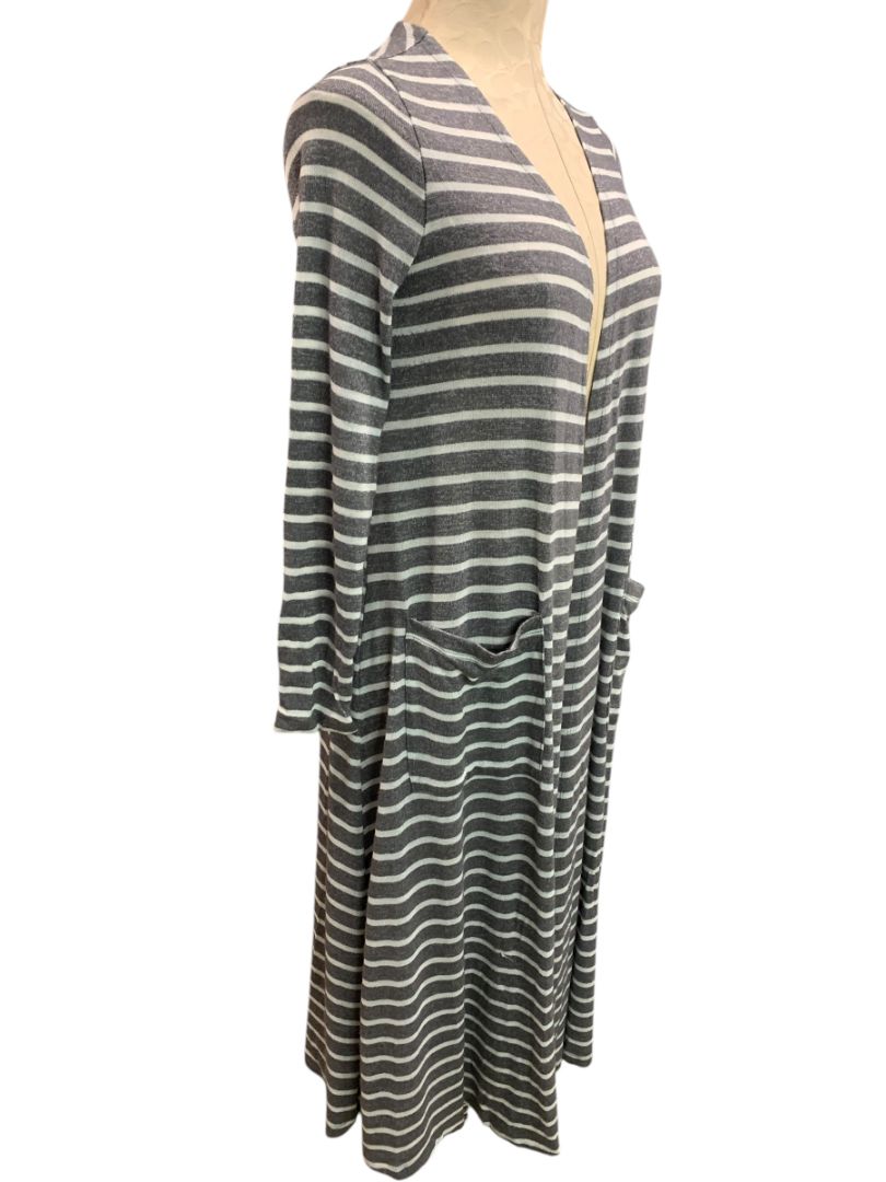 Size XS LulaRoe Sarah Cardigan Duster Long Gray White Pockets