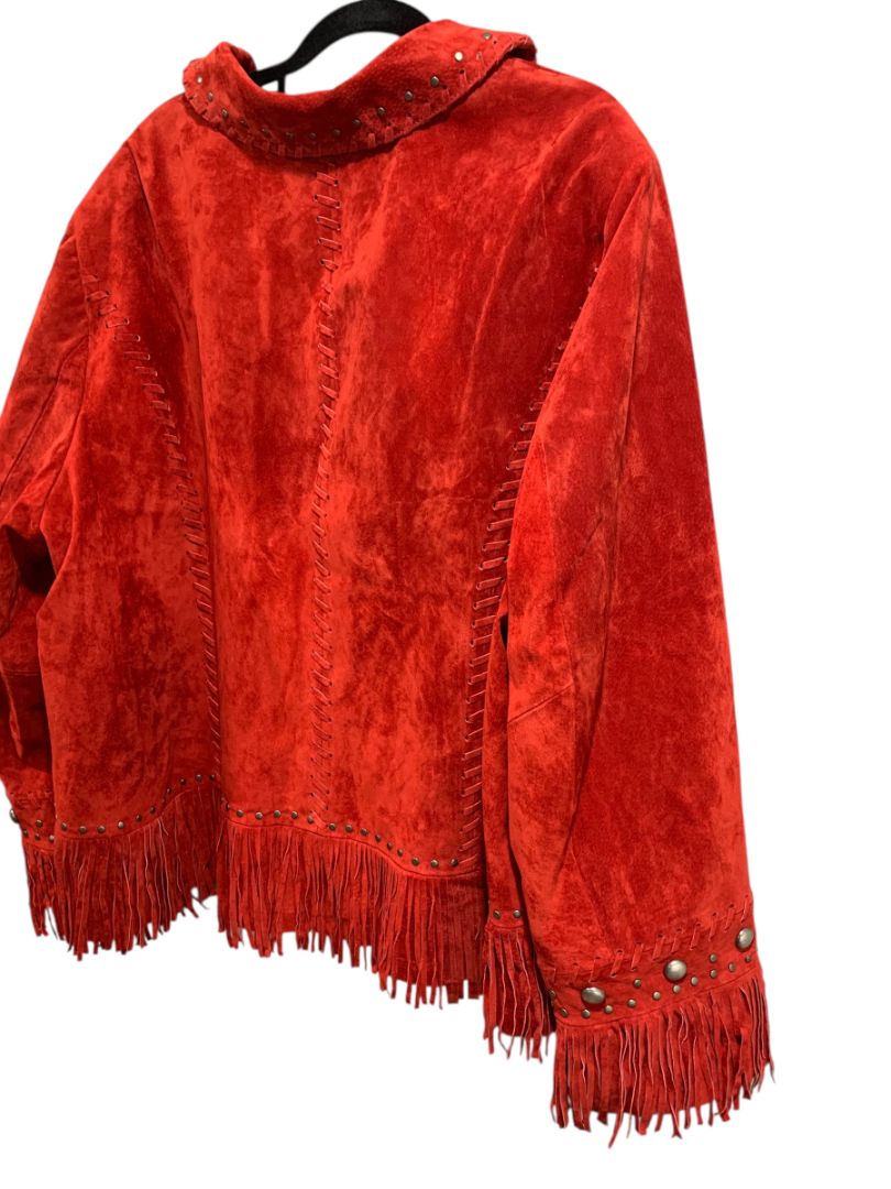 Size 3X Midnight Velvet Womens Red Suede Western Jacket Fringe New