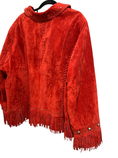 Size 3X Midnight Velvet Womens Red Suede Western Jacket Fringe New