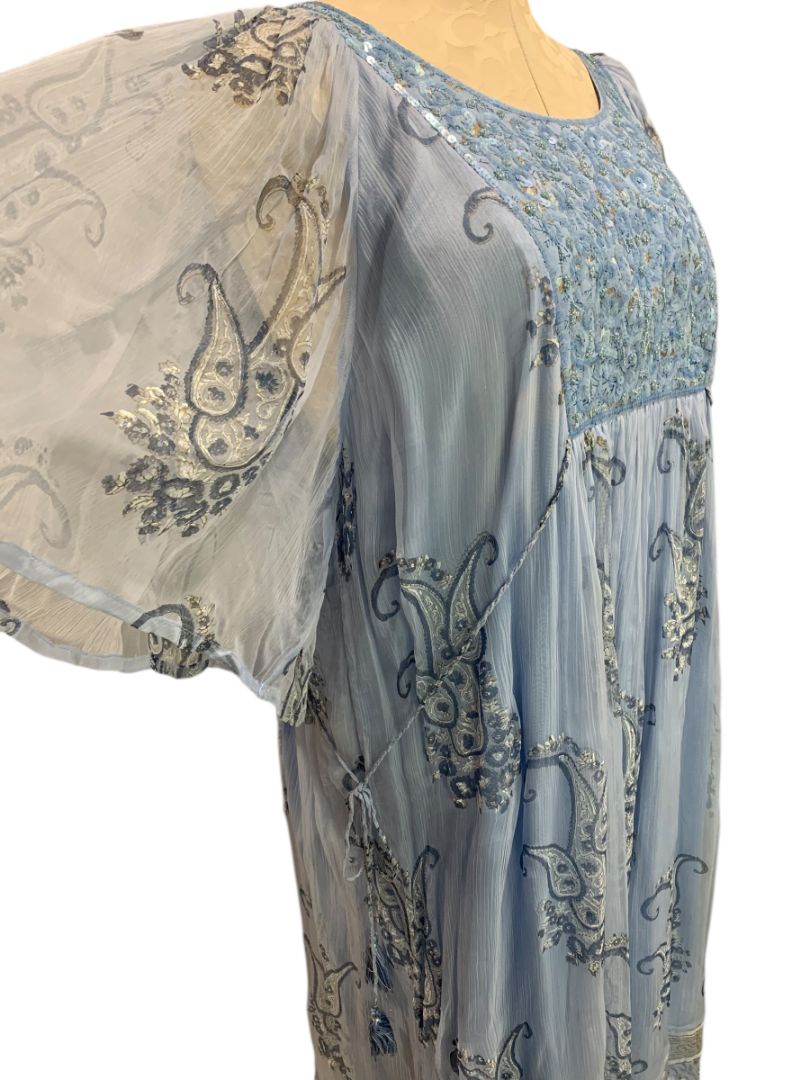 Size XXL Novica Blue Printed Elegant Entrance New Embellished Sequin