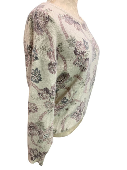 Medium Rachel Max Womens Silk Angora Blend Floral Sweater