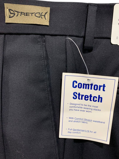 37R Paul Frederick Black Pleated Dress Pants Mens Wool Stretch Hemmed New