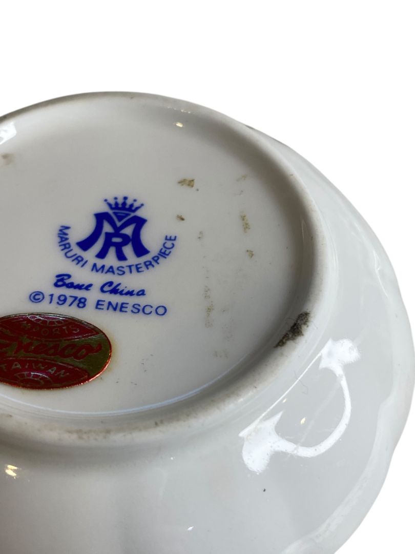 Vintage Enesco Bone China 25th Anniversary Trinket Jar Maruri Masterpiece
