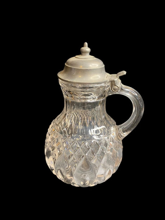 Victorian Style Pattern Glass Syrup Pitcher Vintage Creamer 6.5"
