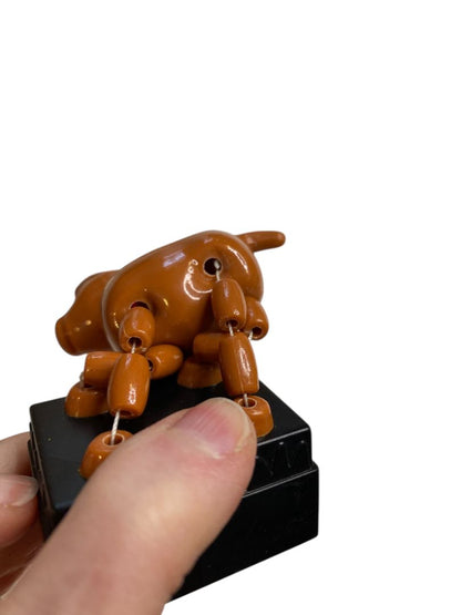 Thumb Puppet Push Toy Collapsing Set of 2 Plastic Horse Cow 4.5"